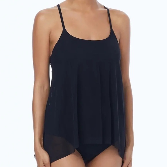 Coco Reef BLACK Classic Solids Underwire Tankini Swim Top US 32DD